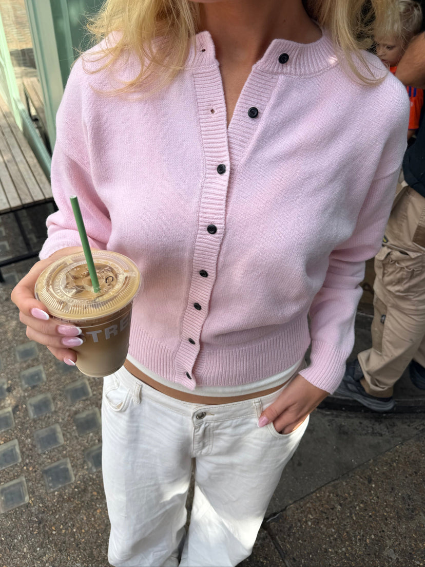 Lise Scarf Knit Cardigan - Light Pink