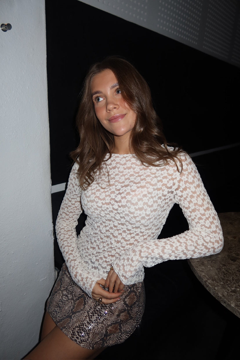 Elisa Lace Boatneck Top - Off White