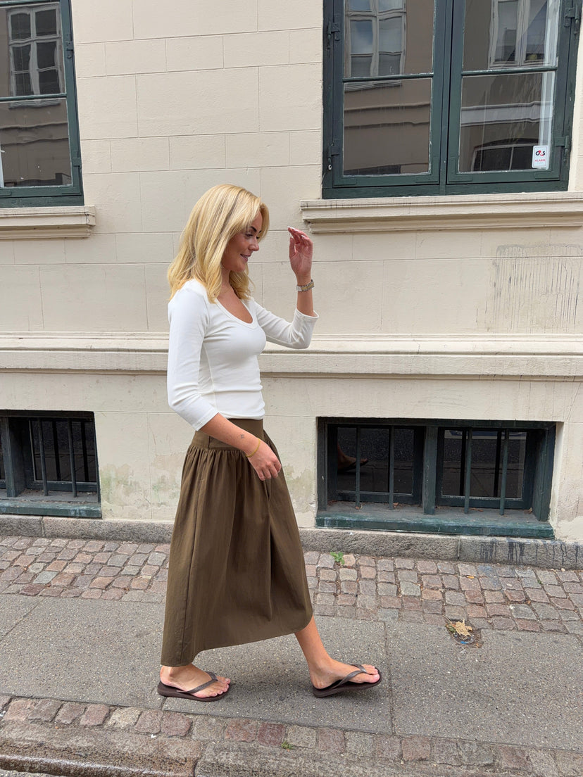 Sille Maxi Peplum Skirt - Ash Brown
