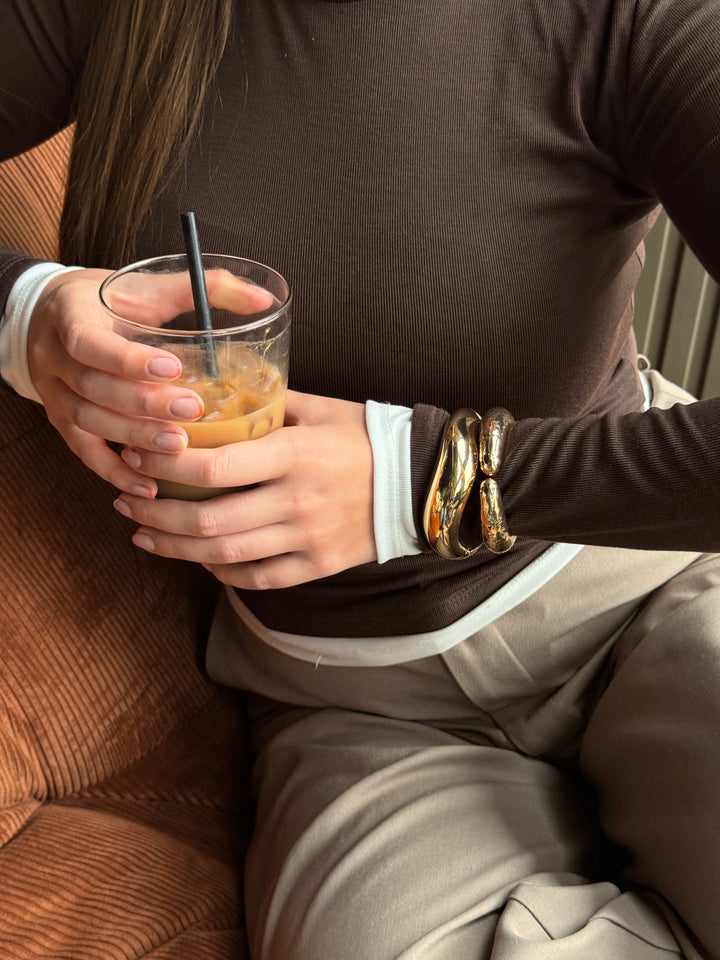 Lima Asymmetric Bangle Bracelet - Gold Plated