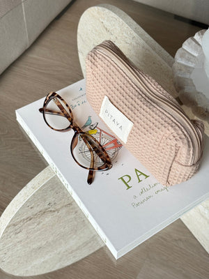 Small Waffle Makeup Bag - Dark Beige