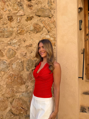 Molly Mesh Top - Cherry Red