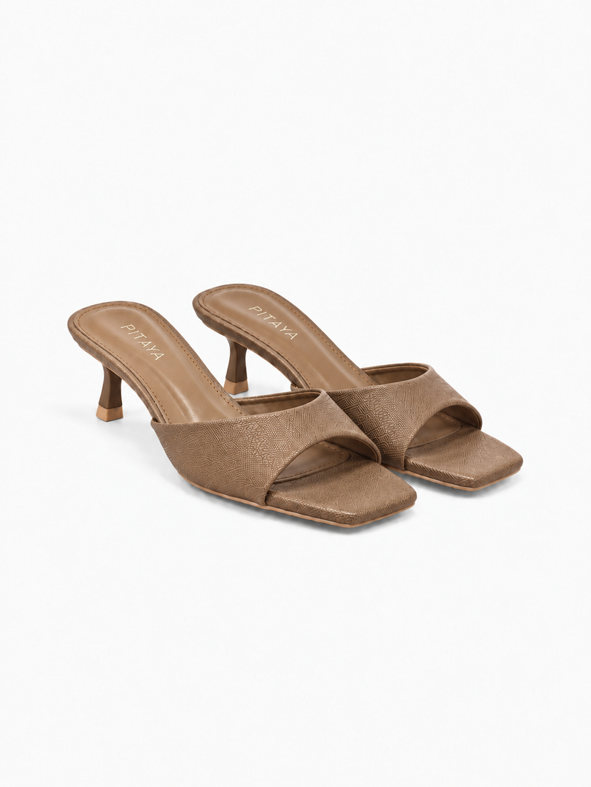 Lea Slip On Kitten Heels - Brown