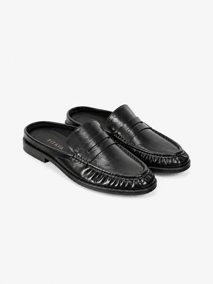 Melinda Mule Loafers - Shiny Black