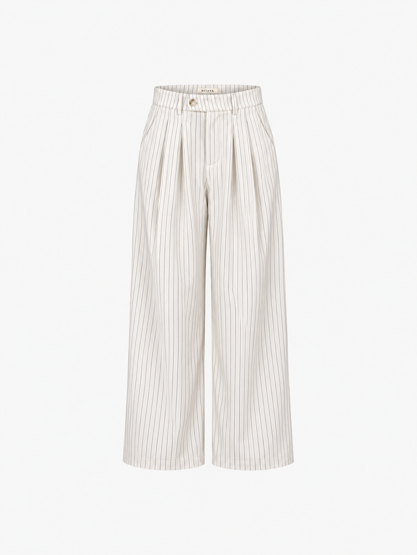 Nora Pants - Cream White Pinstripe