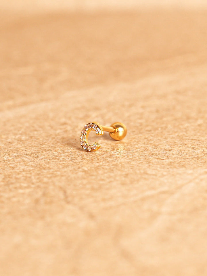 Letter Mini Earrings - Gold Plated