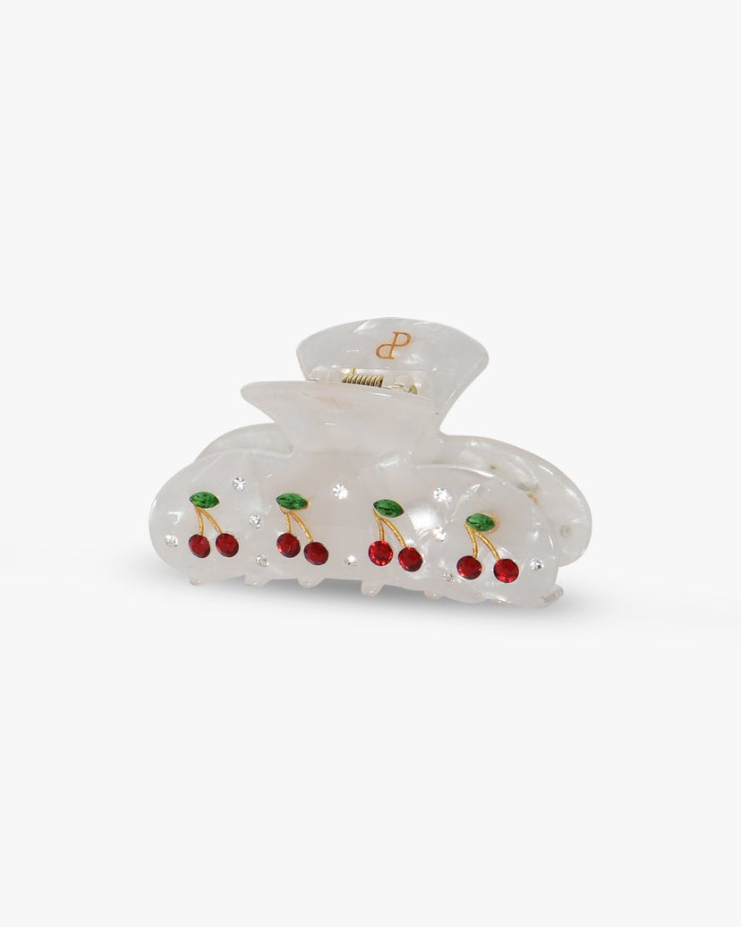 Victoria Cherry Hairclip - White